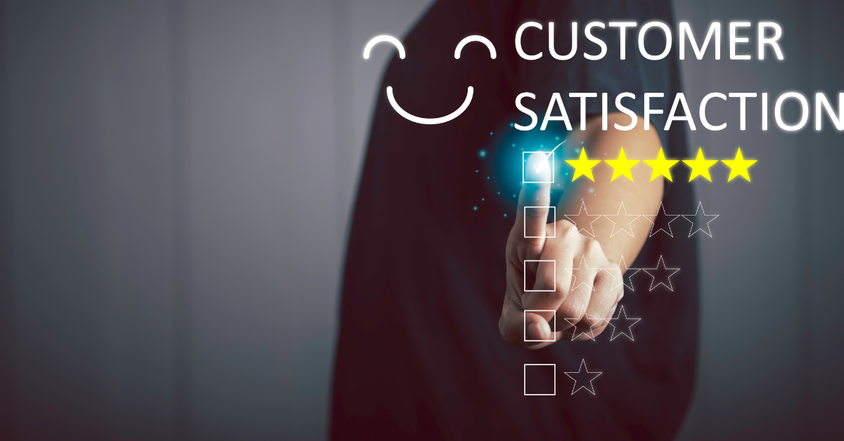 A check box under the words "Customer Satisfaction" and next to five yellow stars is checked. 