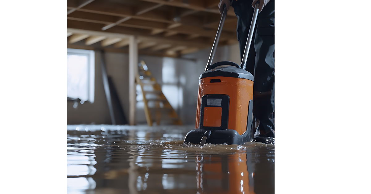 A wet dry vacuum vacuums water off a floor. 